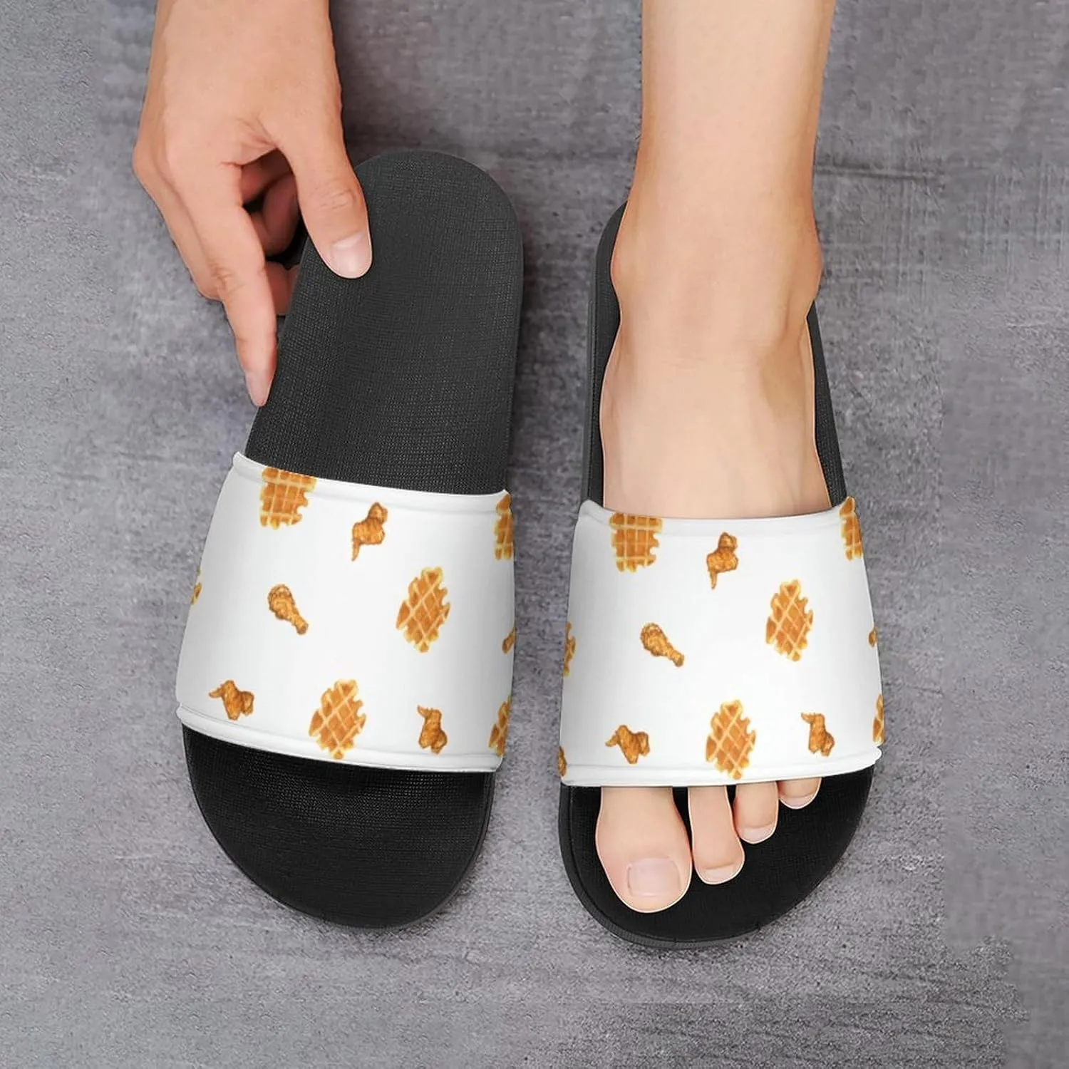 Fried Chicken And Waffles Slippers for Women Rubber Slides Womens Sandal Slippers