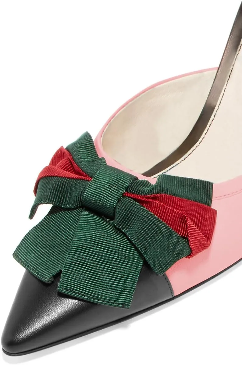 FSJ Women Graceful Stiletto High Heel Sandals Pointed Toe Mules Bow Pump Ladies Shoes US Size 4-15 M