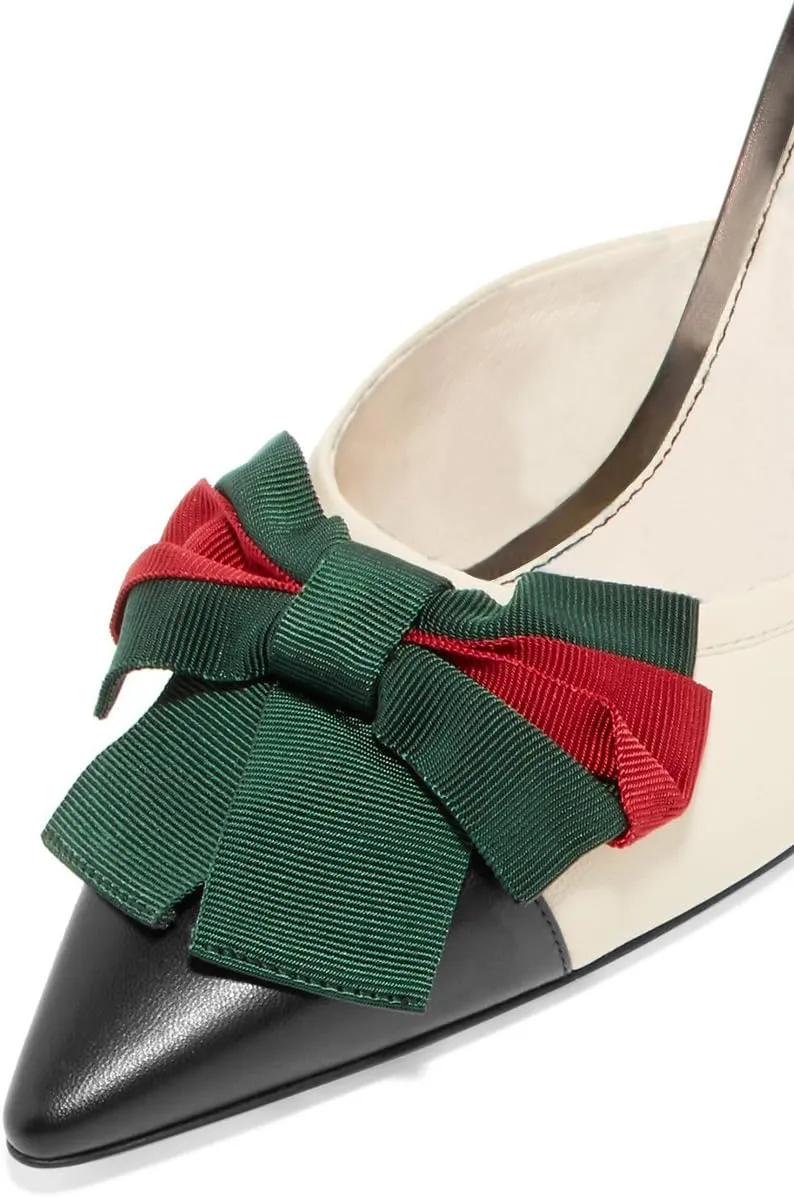 FSJ Women Graceful Stiletto High Heel Sandals Pointed Toe Mules Bow Pump Ladies Shoes US Size 4-15 M