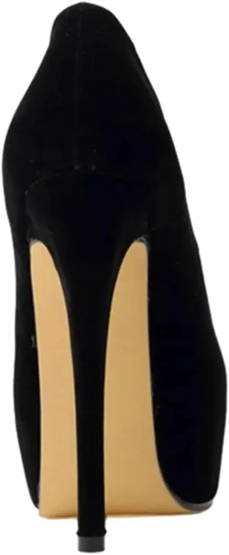 FSJ Women Sexy Round Toe Platform Pumps Stiletto High Heel Slip On Fashion Party Prom Dress Office Formal Shoes Size 4-15 US