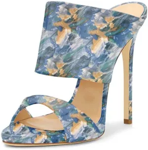 FSJ Women Versatile Open Toe High Heel Mules Backless Shoes Feminine Slingback Stiletto Slide Sandals Slip on Slipper Size 4-15 US