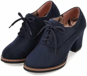 Generic Women’s Block Heel Pumps Comfort Oxfords Shoes Suede Lace up Dress Shoes Chunky Mid Heels Ankle Boots