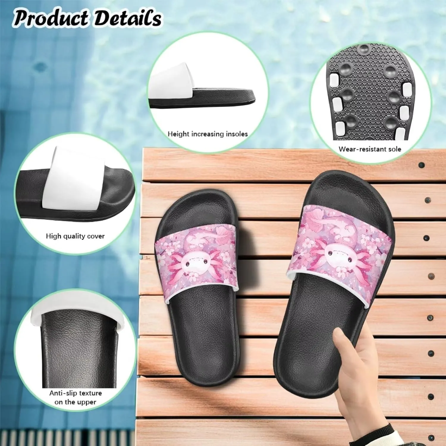 Girls Slides Cute Animal Pool Slides for Kids Summer Beach Shower Slide Sandals