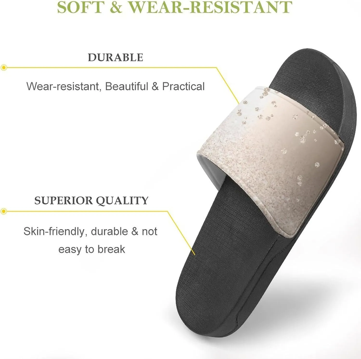Gold Glitter Ombre Metallic Sparkles Confetti Womens Slide Sandals Non Slip Summer House Slippers for Girls Slip-on Flip Flops