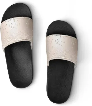 Gold Glitter Ombre Metallic Sparkles Confetti Womens Slide Sandals Non Slip Summer House Slippers for Girls Slip-on Flip Flops