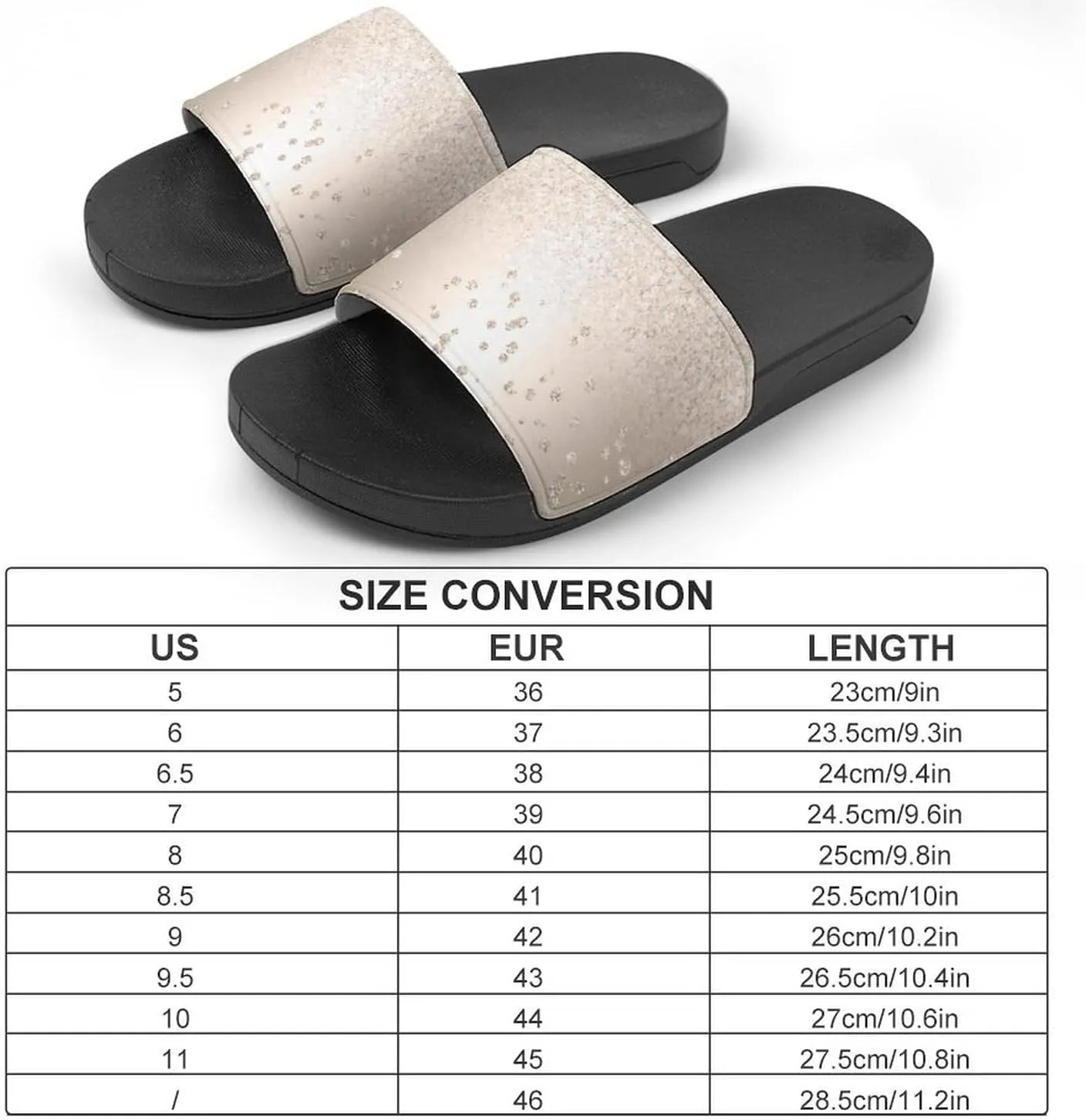 Gold Glitter Ombre Metallic Sparkles Confetti Womens Slide Sandals Non Slip Summer House Slippers for Girls Slip-on Flip Flops