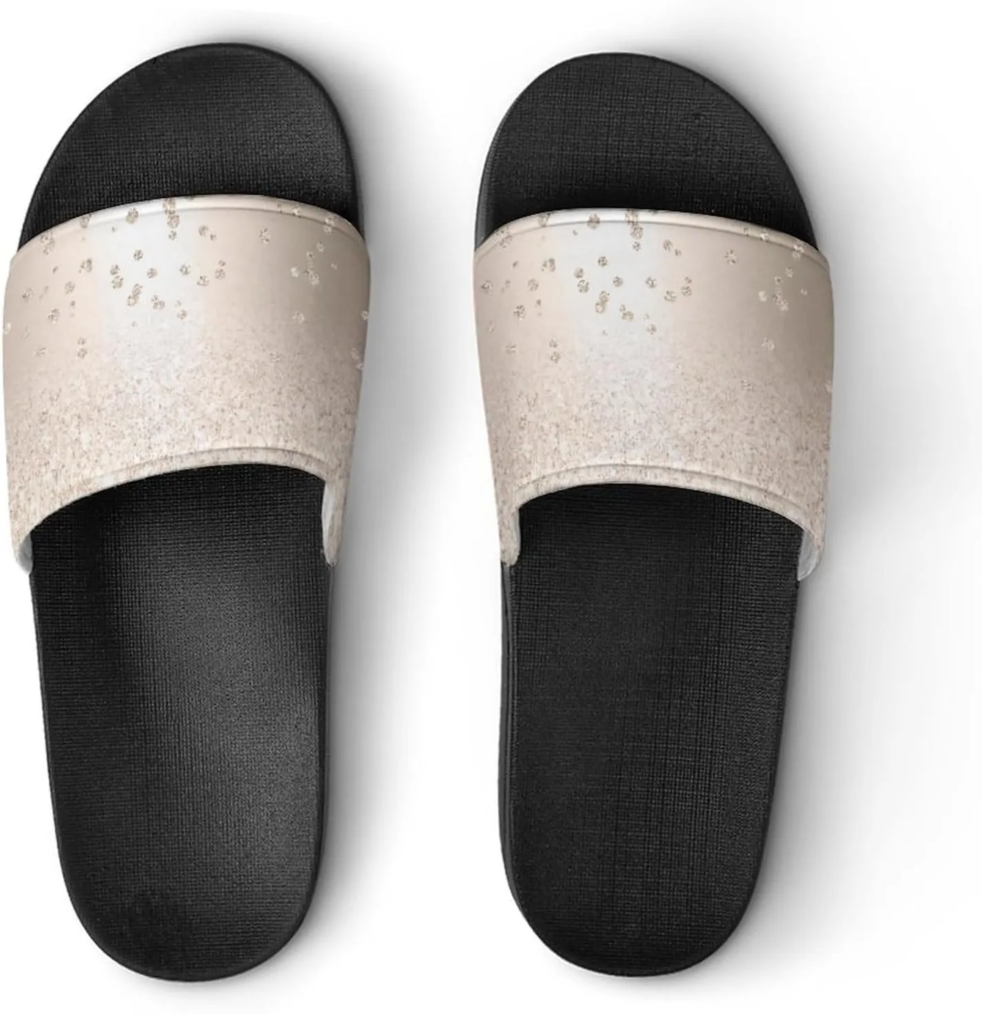 Gold Glitter Ombre Metallic Sparkles Confetti Womens Slide Sandals Non Slip Summer House Slippers for Girls Slip-on Flip Flops