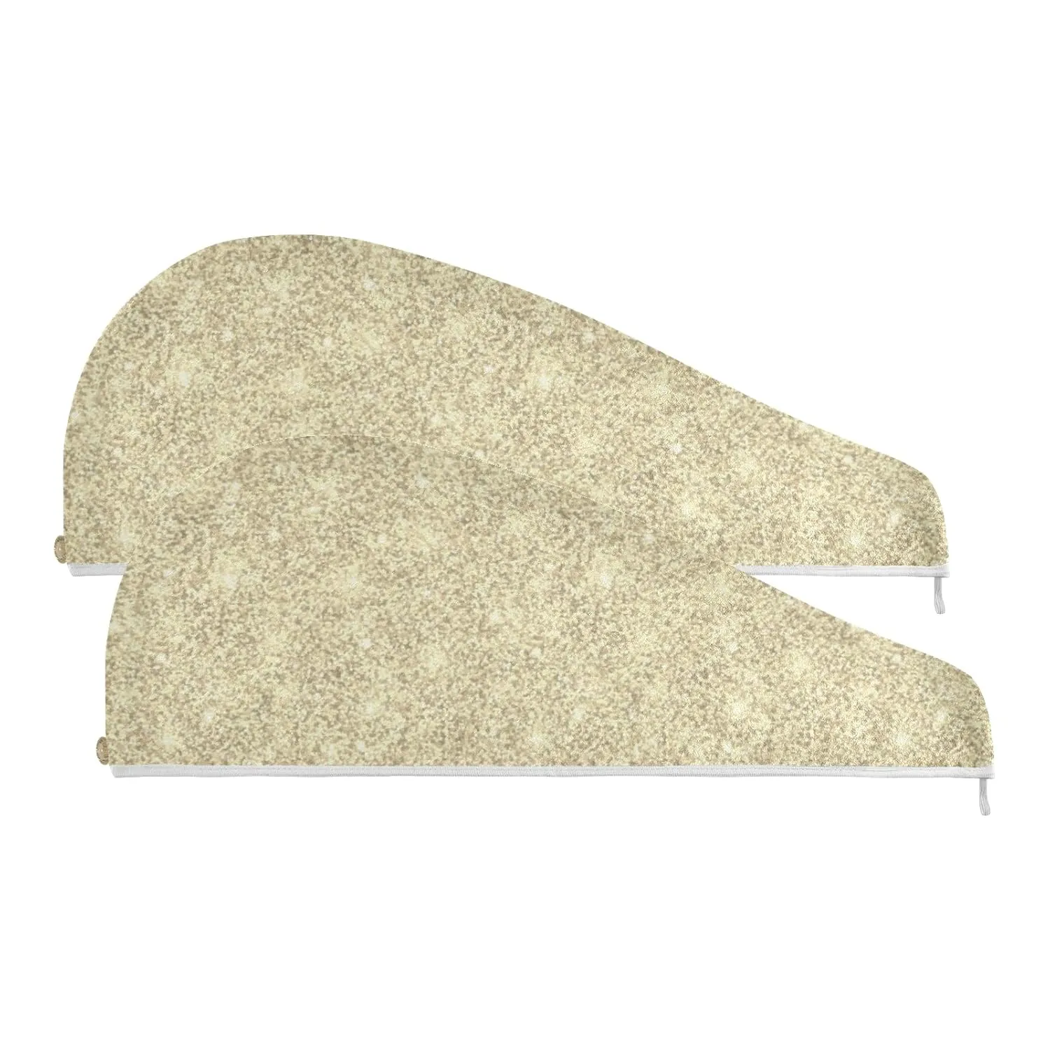 Golden Shiny Gold Glittering Background Yellow Holiday Tinsel 2 Packs Hair Towel Wrap, Absorbent Turban Bath Hair Towel Hat, Quick Drying Hair Towel with Button for Curly, Long, Thick Hair