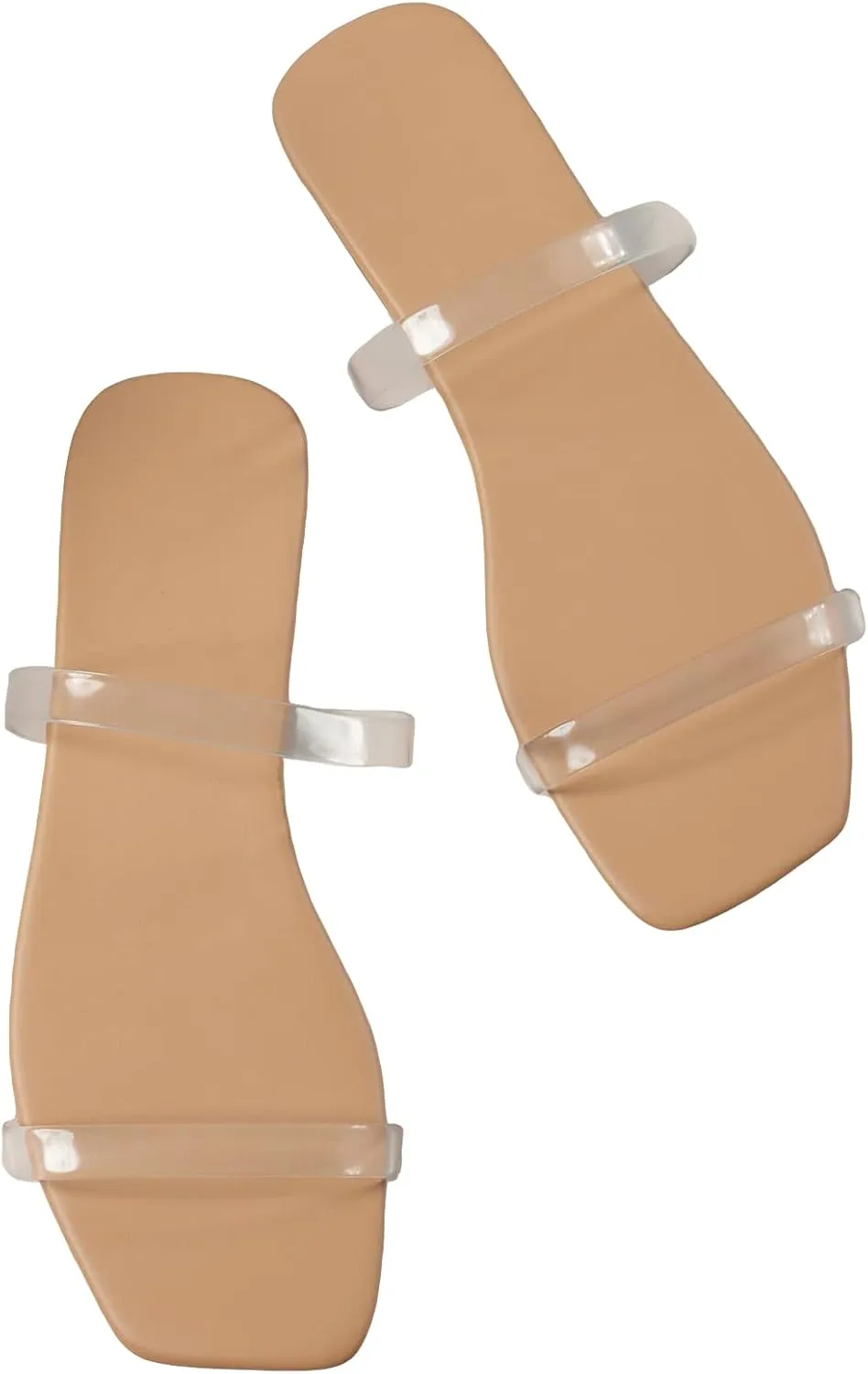GORGLITTER Women's Summer Clear Sandals Double Strappy Slide Flat Sandals Vacation Sandals