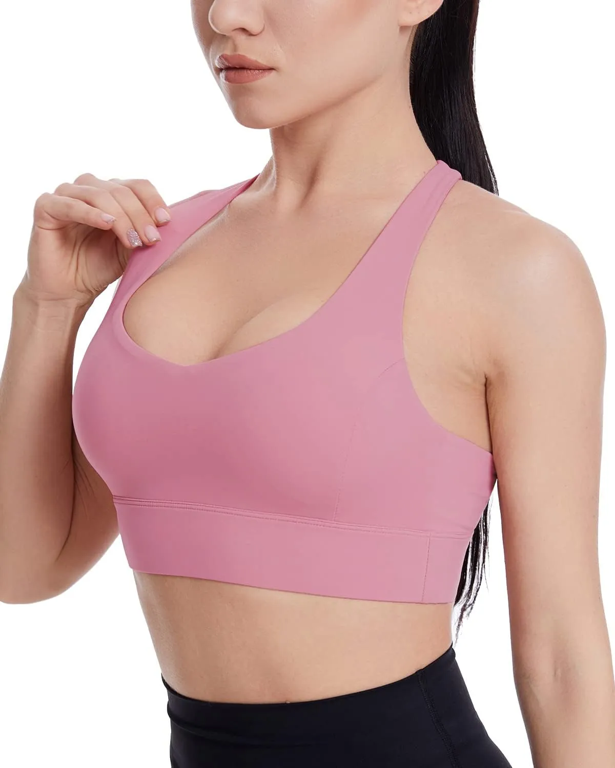 Grace Form Strappy Sports Bra for Women Padded Push Up Sports Bra Athletic Running Sports Bra Workout Bra Yoga Bra