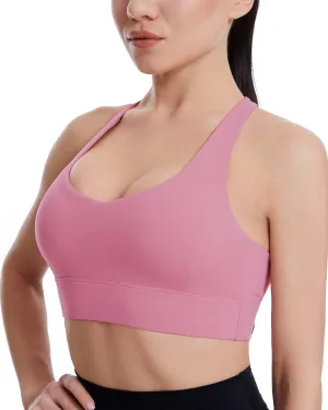 Grace Form Strappy Sports Bra for Women Padded Push Up Sports Bra Athletic Running Sports Bra Workout Bra Yoga Bra