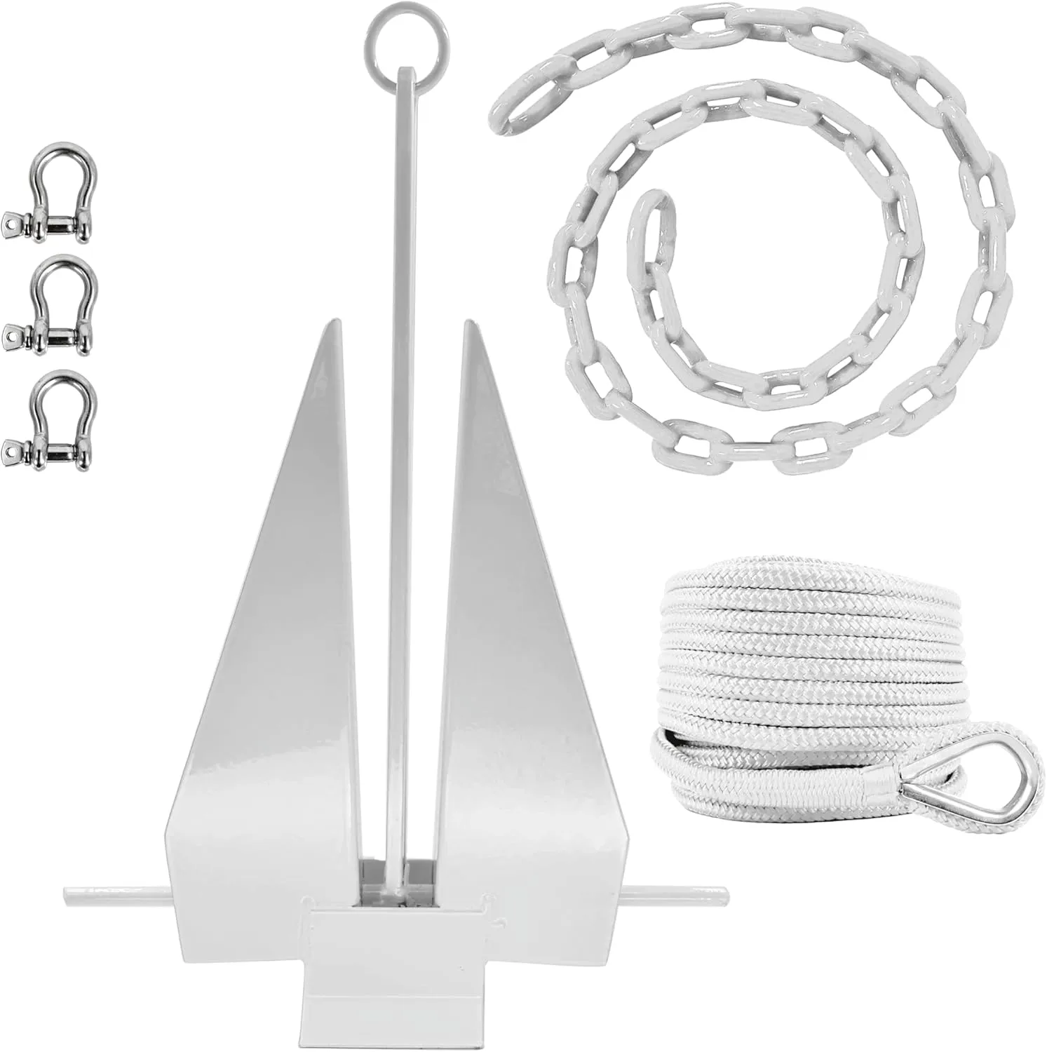 Greenfield Complete Fluke Anchor Kit – American-Made, Includes Chain, 100ft Rope & Shackles | Sizes for Boats up to 16' & 24'