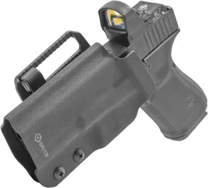 GRITR OWB Kydex Right/Left Hand Gun Holster Fits Glock 19 - Optic Cut, Compatible with Safariland QLS/G-Code RTI Attachments, Adjustable Belt Loops, Open Bottom, Adjustable Cant