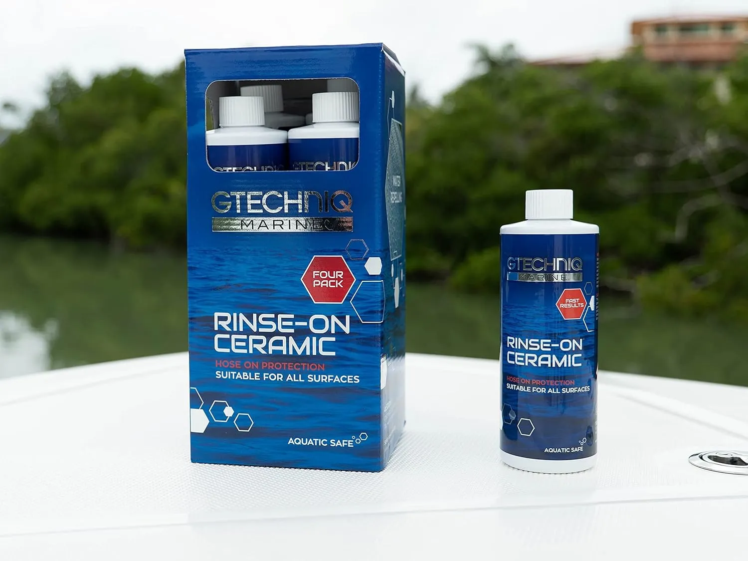 Gtechniq Rinse-on Ceramic - Marine Ceramic Sealant for Boats, Yachts & Jet Skis - Hose-On, Rinse-Off Spray - UV Protection, Repels Water & Dirt