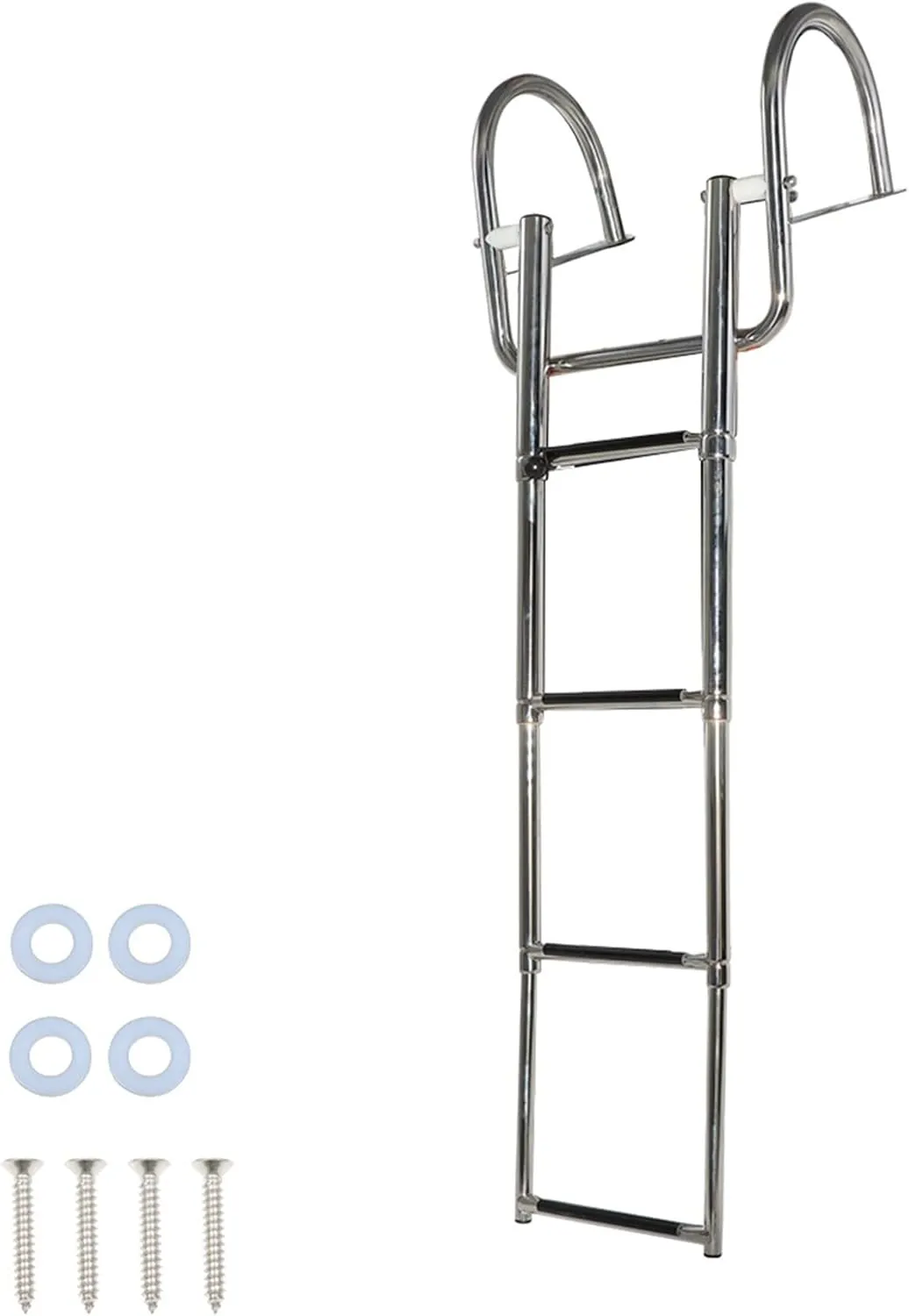 GXYWADY 4 Steps Stainless Steel Telescoping Boat Ladder with Pedal Hand Railing Replacement for Swimming Pool Pontoon Dock Marine Boat Kayat