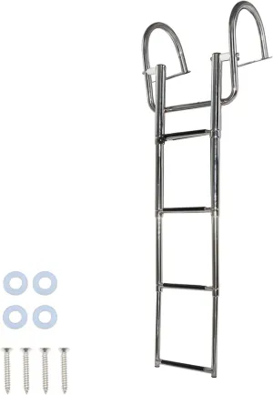 GXYWADY 4 Steps Stainless Steel Telescoping Boat Ladder with Pedal Hand Railing Replacement for Swimming Pool Pontoon Dock Marine Boat Kayat