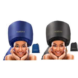 Hair Dryer Bonnet with Integrated Headband - Reduces Heat Around Ears & Neck, Blow Dryer Attachment for Faster Drying, Hair Drying Cap/Hood - Set of 2