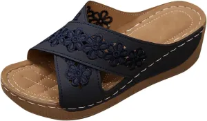 Handmade Orthopedic Shoes for Women Summer Dressy Ladies Sandals Criss Cross Hollow Slipper Comfy Arch Support Wedge