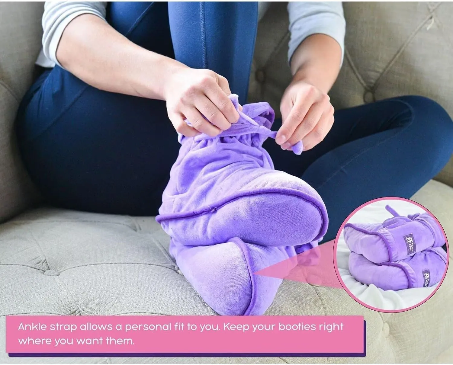 Heated Microwavable Foot Booties, Microwavable Slippers, Herbal Hot, Deep Penetrating Herbal Aromatherapy Wrap Warmer, Medium, Purple