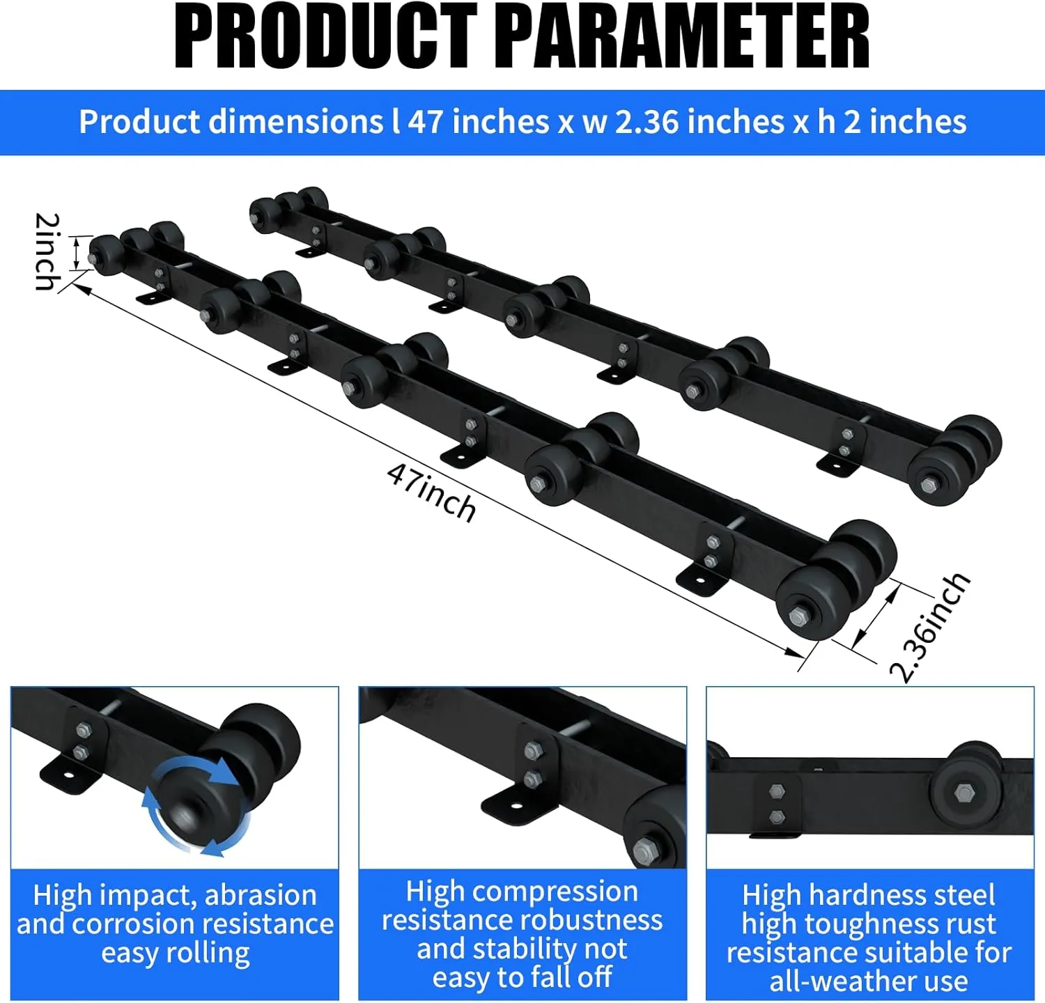 Heavy Duty Boat Trailer Roller,Steel Bottom Support,Withstand 2000 LBS Boat Storage Trailer,Trailer Roller, Heavy Duty Boat standsfor Dinghy, Sailboat