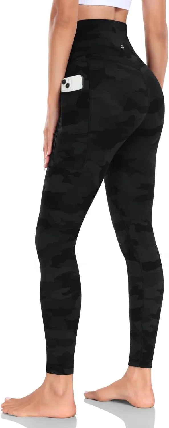 HeyNuts Workout Pro/Yoga Pro 7/8 Leggings with Side Pockets for Women, High Waisted Tummy Control Compression Pants 25''