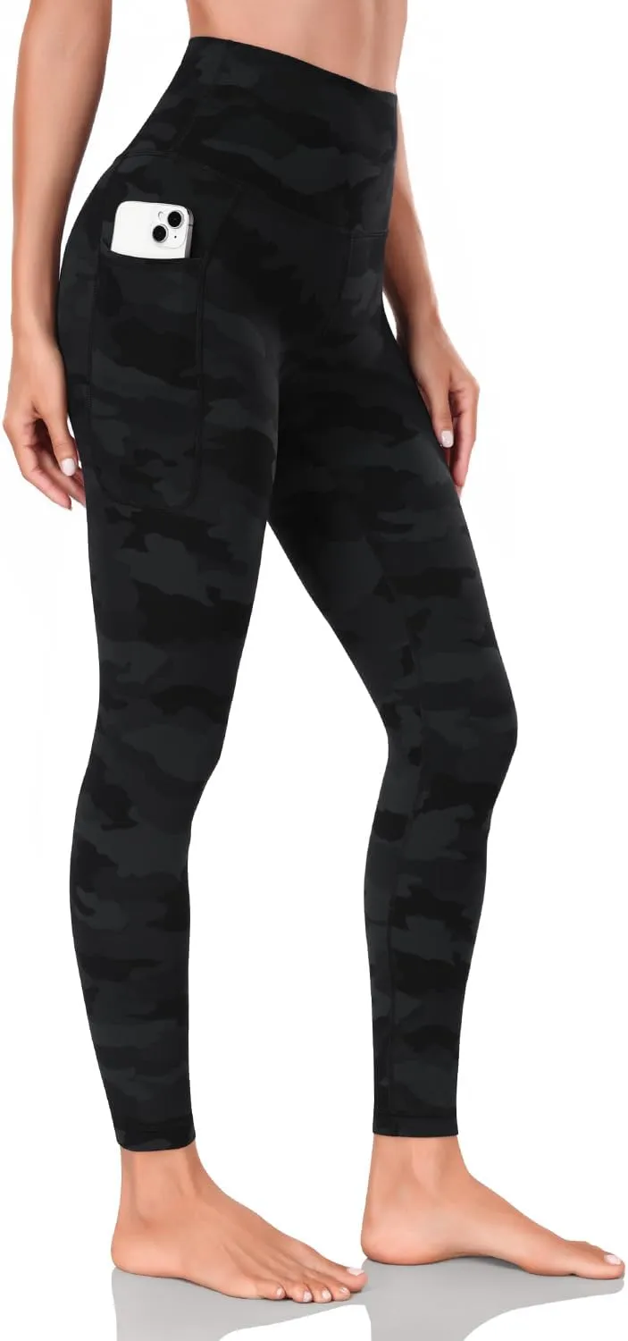 HeyNuts Workout Pro/Yoga Pro 7/8 Leggings with Side Pockets for Women, High Waisted Tummy Control Compression Pants 25''
