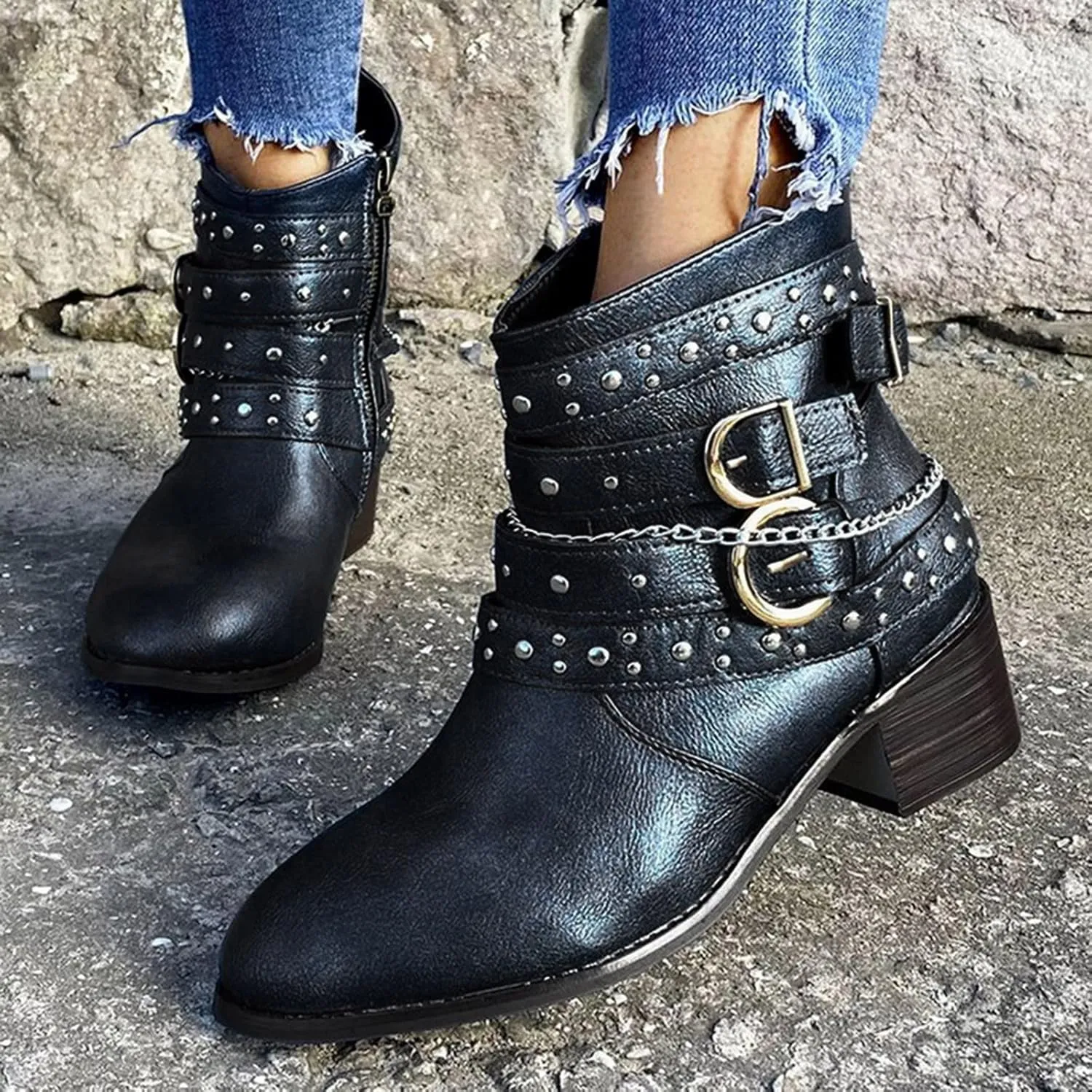 High Heel Ankle Boots for Women Women Fall Boots Womens High Heel Boots Slip On Ankle Boots Womens Ankle Boots Wide Calf Women Platform Wedge Booties Chunky Block Heel Ankle Boots