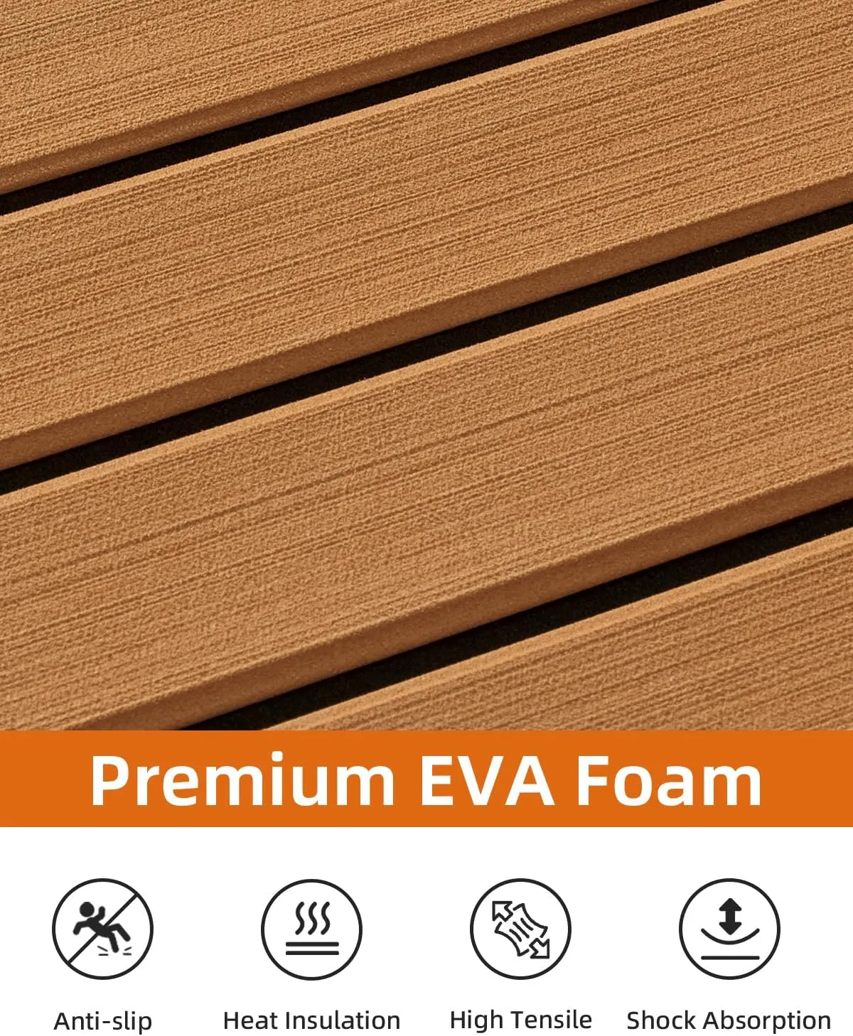 Hjdeck Boat Flooring EVA Foam Boat Decking with 3M Self-Adhesive Backing, Boat Foam Flooring Marine Carpet Faux Teak Sheet for Yacht Fishing Boat Kayak Motorboat RV Floor Helm Pad