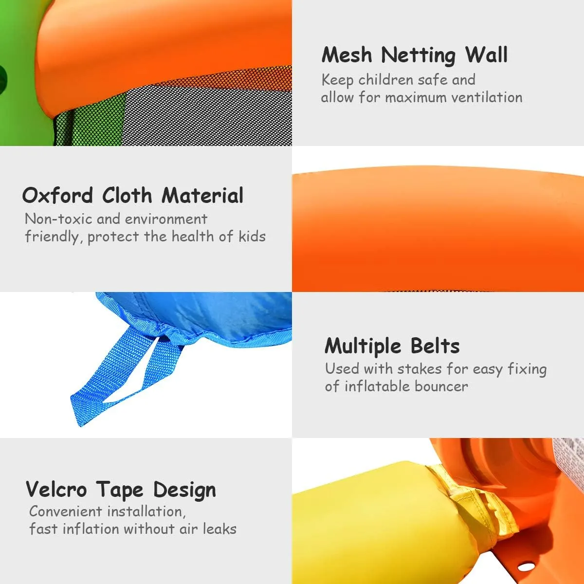 HONEY JOY Inflatable Bounce House, Blow up Moon Bounce for Kids w/Slide & Giant Bouncing Area, Oxford Carry Bag, Stakes, Indoor Outdoor Jumping Bouncy Castle for Backyard Playground (Without Blower)