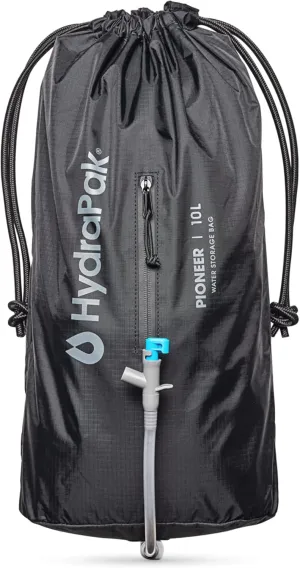 Hydrapak Pioneer - Collapsible Water Storage and Dispensing System (6L or 10L) - BPA & PVC Free Camping Hydration Bladder/Reservoir and Sleeve, Black