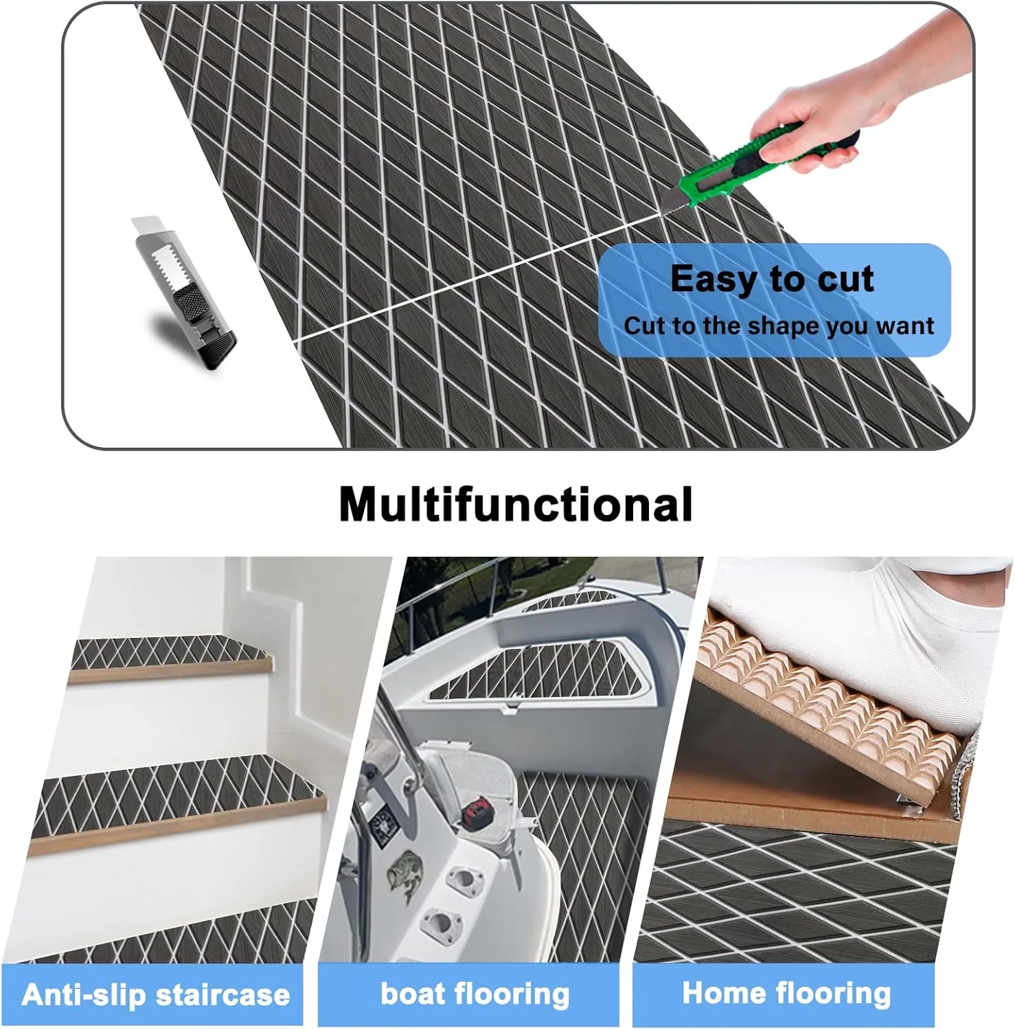 HZshark Boat Flooring EVA Foam Sheets Marine Carpet Self-Adhesive Boat Carpet, Non-Slip Foam Flooring Boat Mat for Motorboat Kayak Yacht RV Swimming Pool Golf