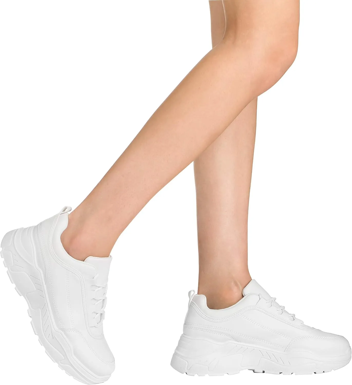 ILLUDE Women's Chunky Platform Sneakers Lace-Up Walking Shoes Fashion Chunky Sneakers Causal Dad Shoes