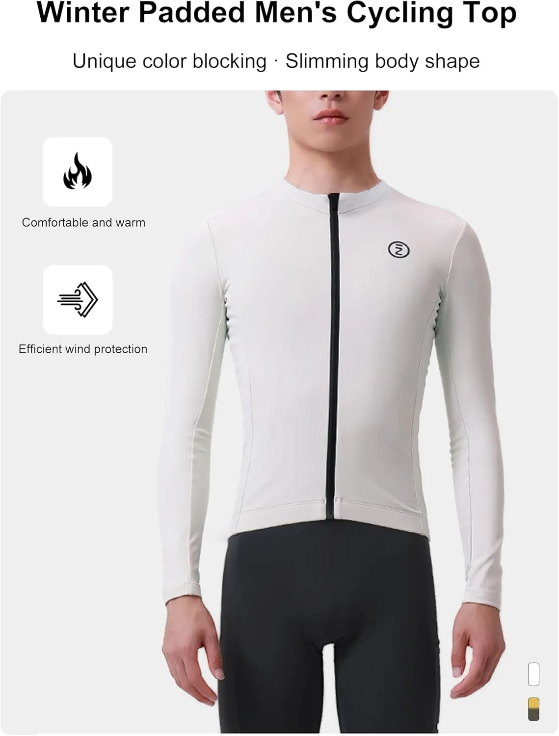 INBIKE Men's Cycling Jersey Winter Thermal Windproof Bike Jersey Long Sleeve Fleece Cycling Jacket with 3 Rear Pockets