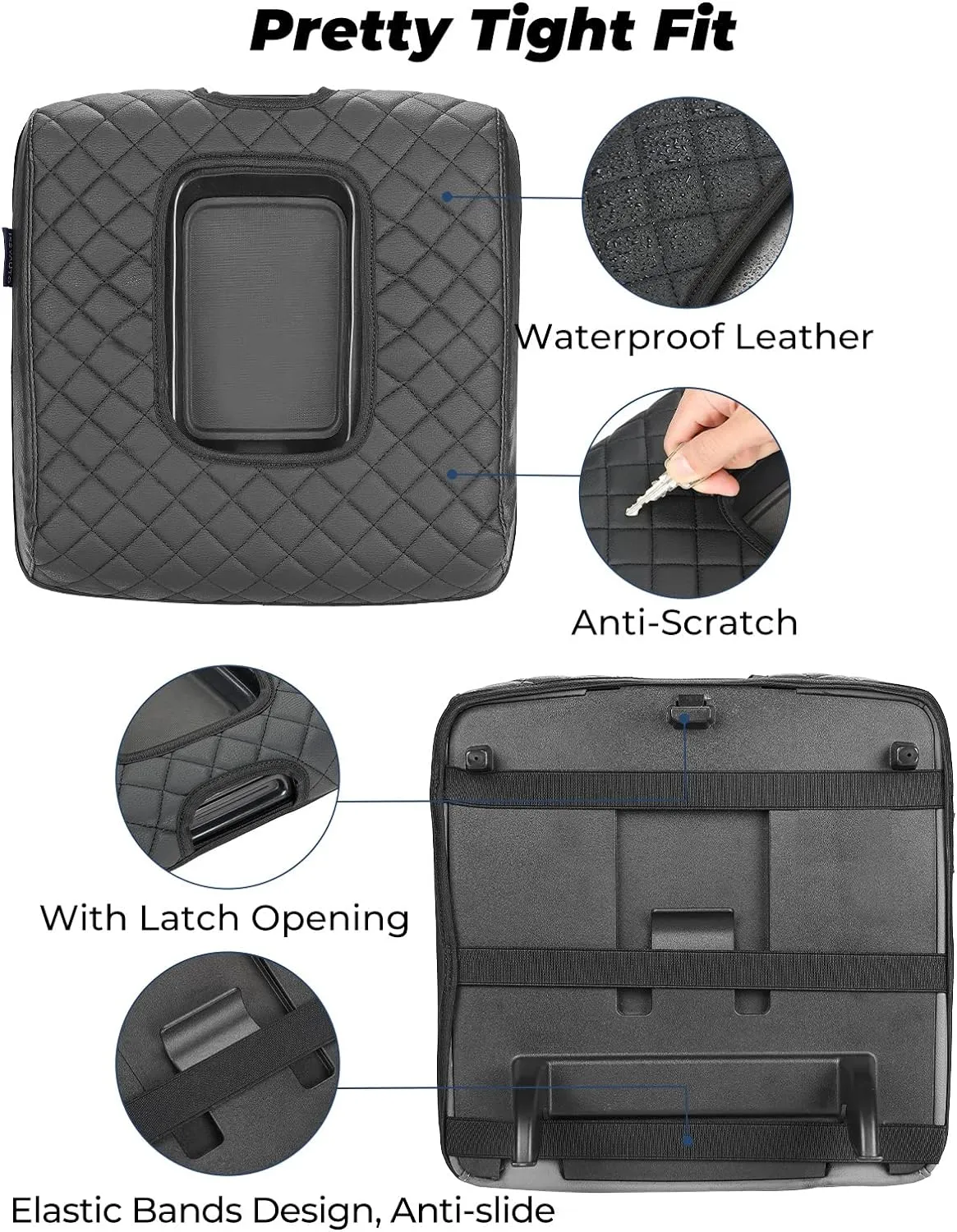 ISSYAUTO Center Console Cover Compatible with Silverado Sierra 2014-2018 with 40/20/40 Jump Seat Leather Armrest Cover (ONLY for Split Bench Seat Console)