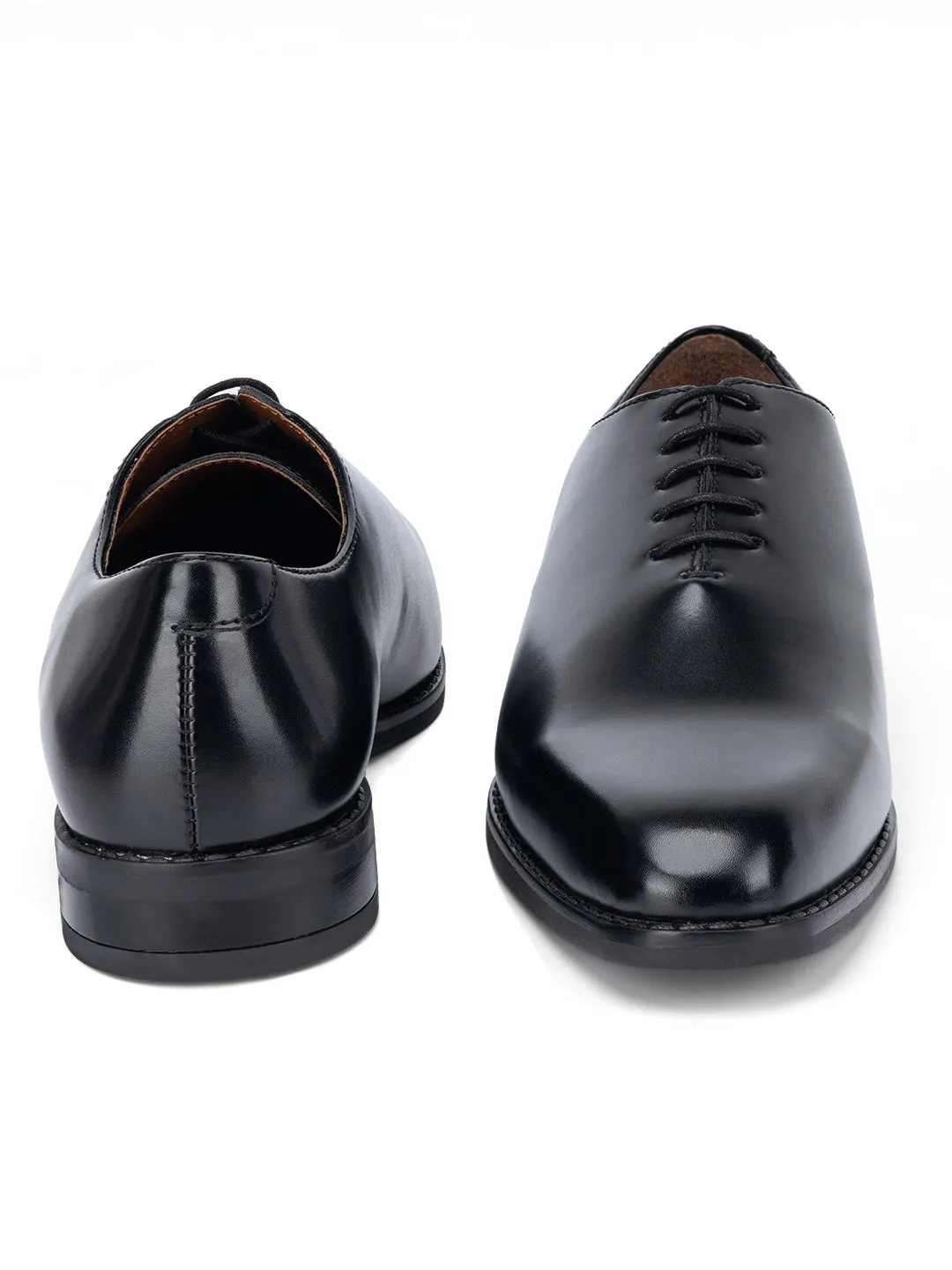 Jet Black Handcrafted Lace-Up Wholecut Derby Shoe