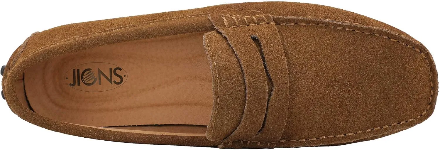 JIONS Mens Driving Penny Loafers Suede Moccasins Slip On Casual Dress Boat Shoes