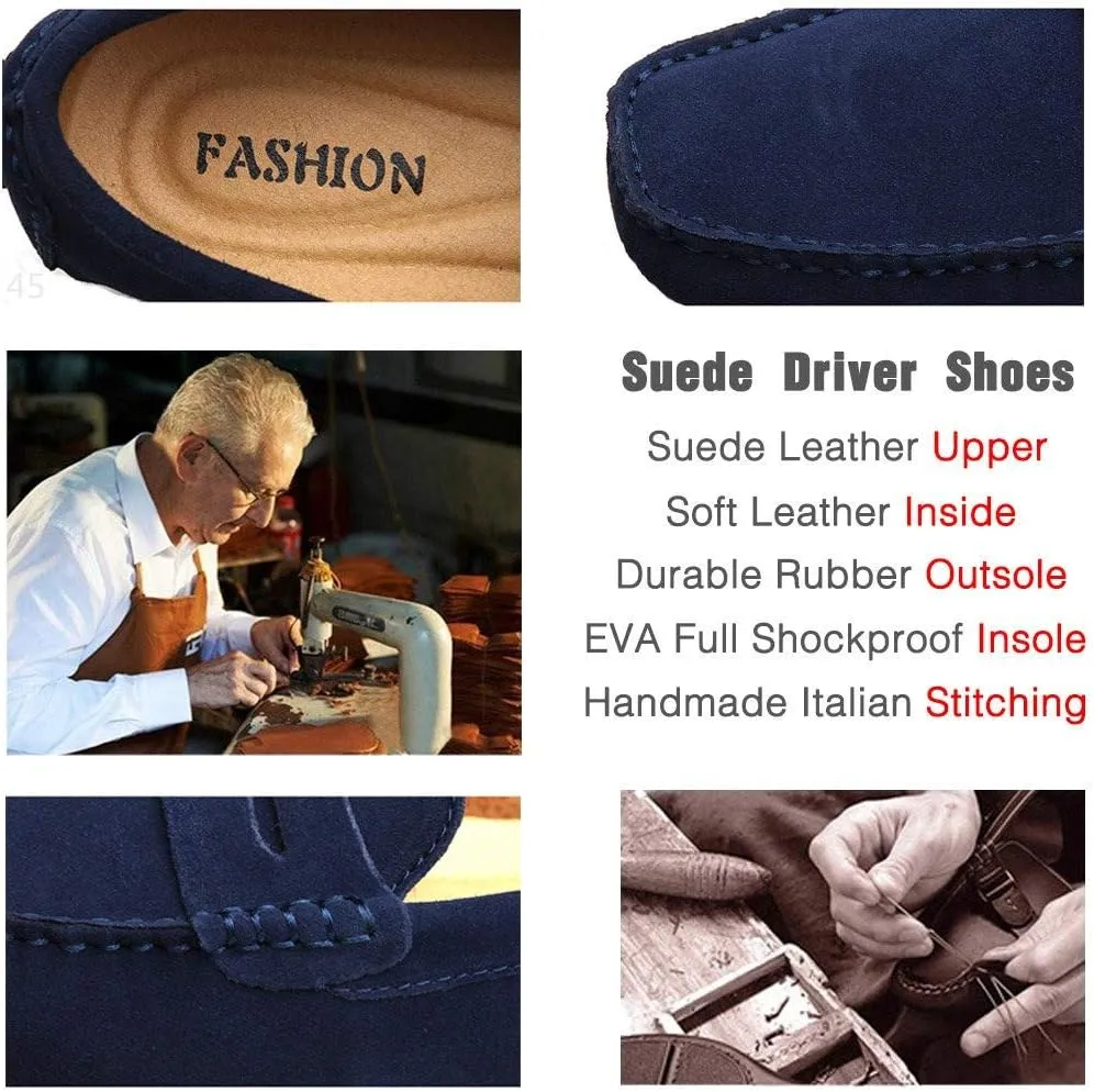 JIONS Mens Driving Penny Loafers Suede Moccasins Slip On Casual Dress Boat Shoes