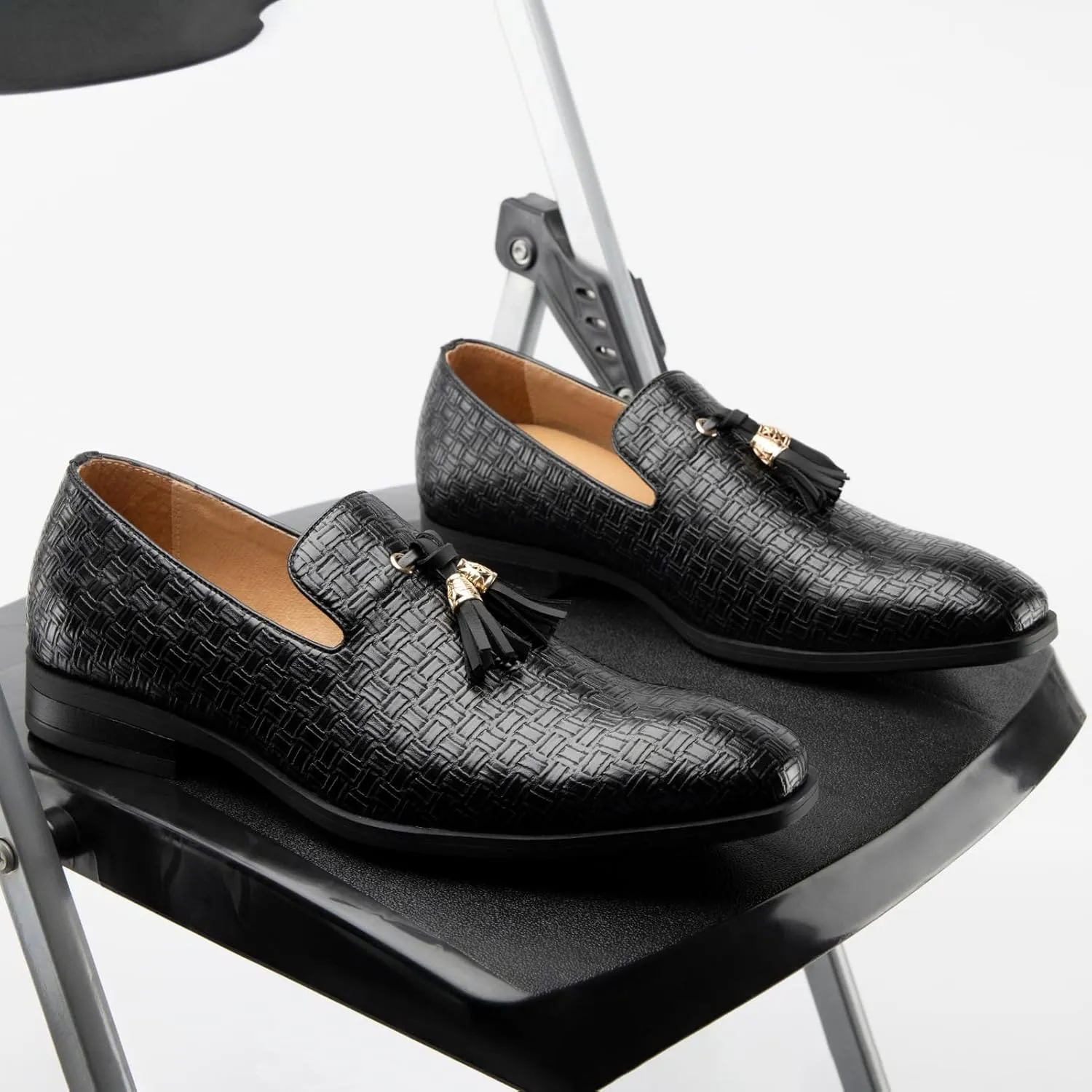 JITAI Men's Lindford Moc Toe Bit Slip-on Penny Loafer Party Shoes