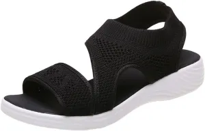 JITUUE Women's Comfy Flex Knit Thick Bottom Fish Mouth Washable Slingback Orthopedic Slide Sport Sandals