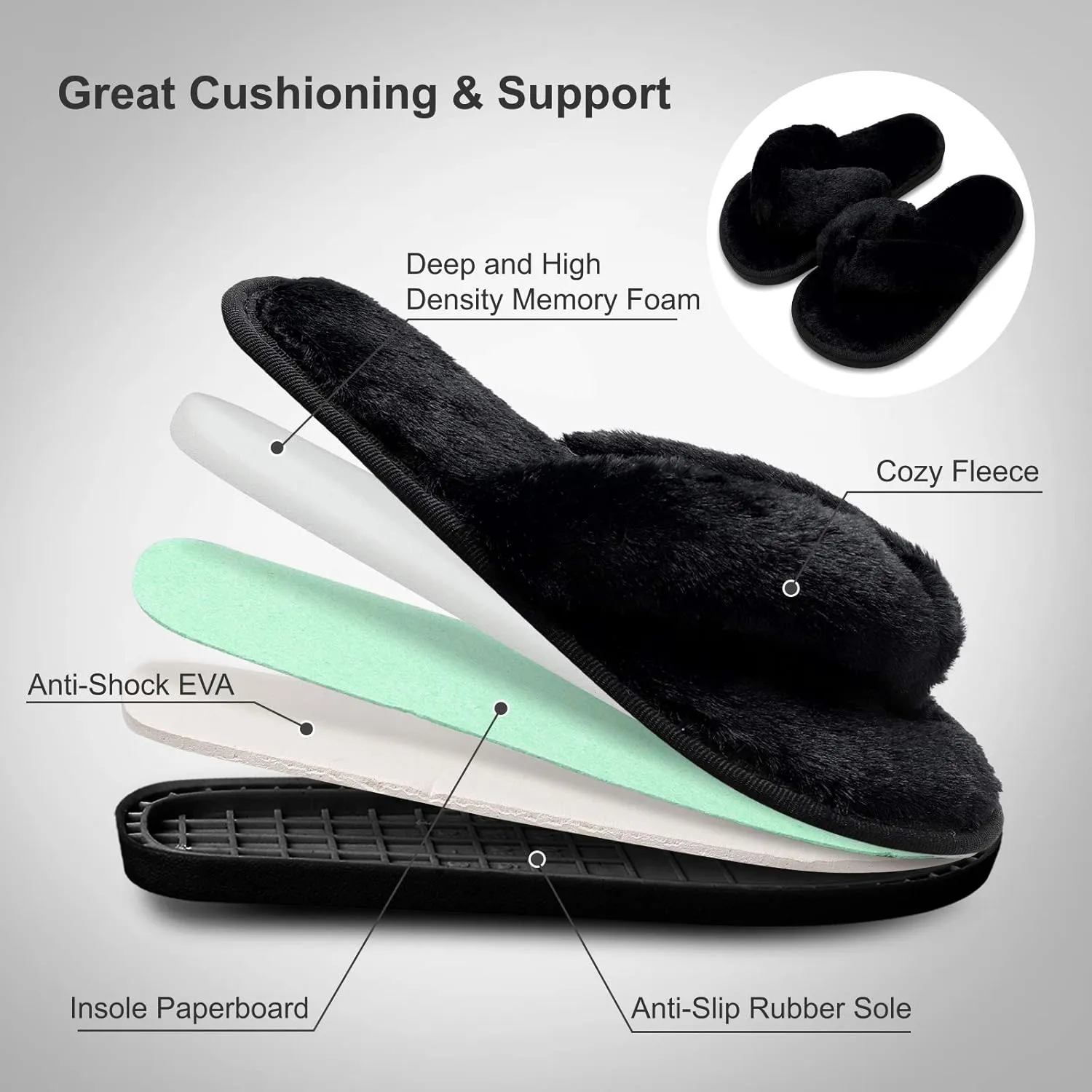 JOINFREE Women's Bedroom Slippers Comfort Four Season Classy Indoor Spa Slide Shoes