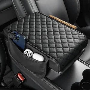 JOYTUTUS Universal Center Console Cover, PU Leather Arm Rest Pad with Storage Bag, Middle Console Protector for SUV Sedan Truck, ‎12.6" x 7.8" x 2.16"