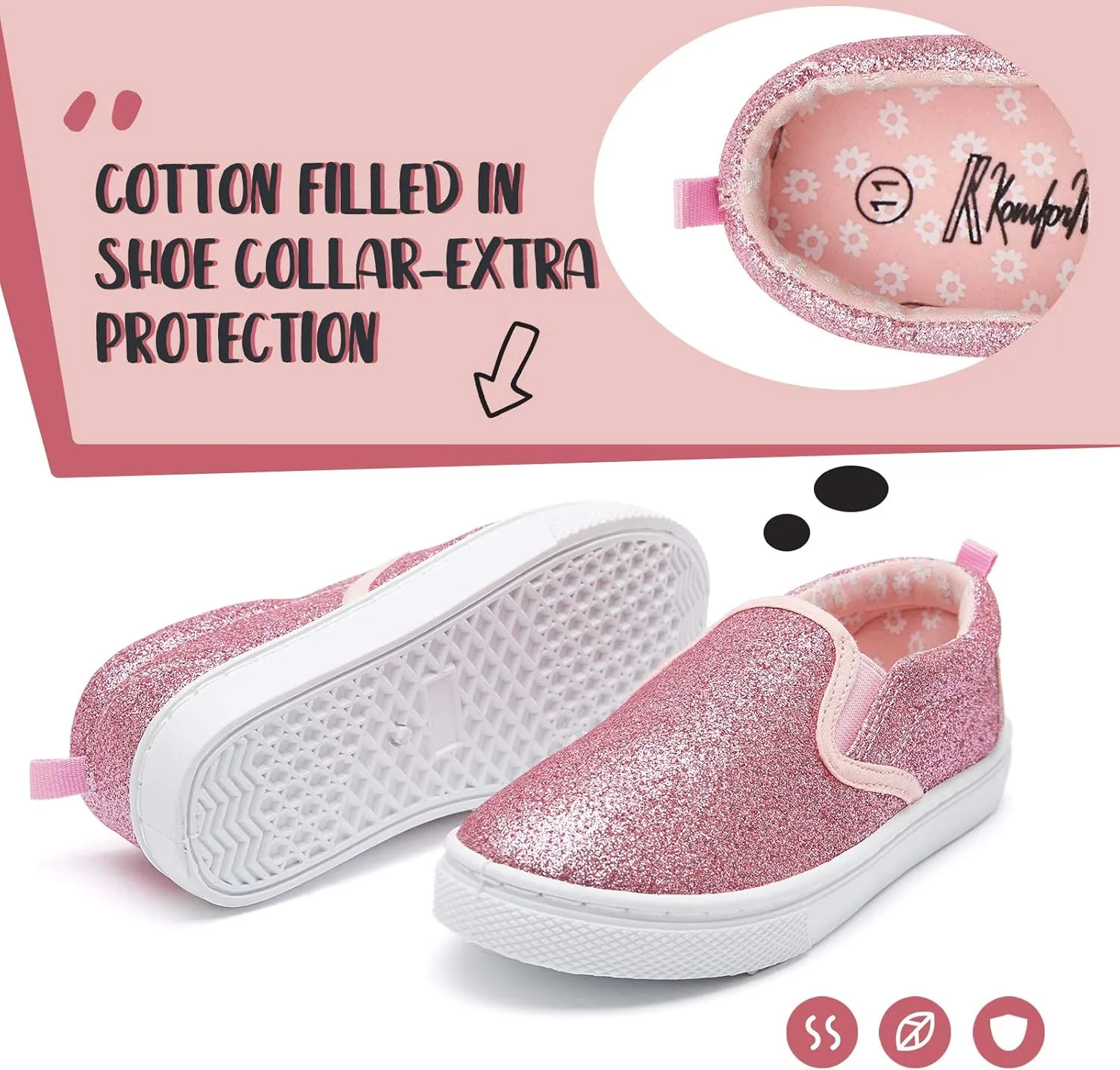 K KomForme Kids Shoes Toddlers Canvas Sneakers Slip on Walking Tennis Shoes for Boys Girls(Toddler/Little Kids/Big Kids)
