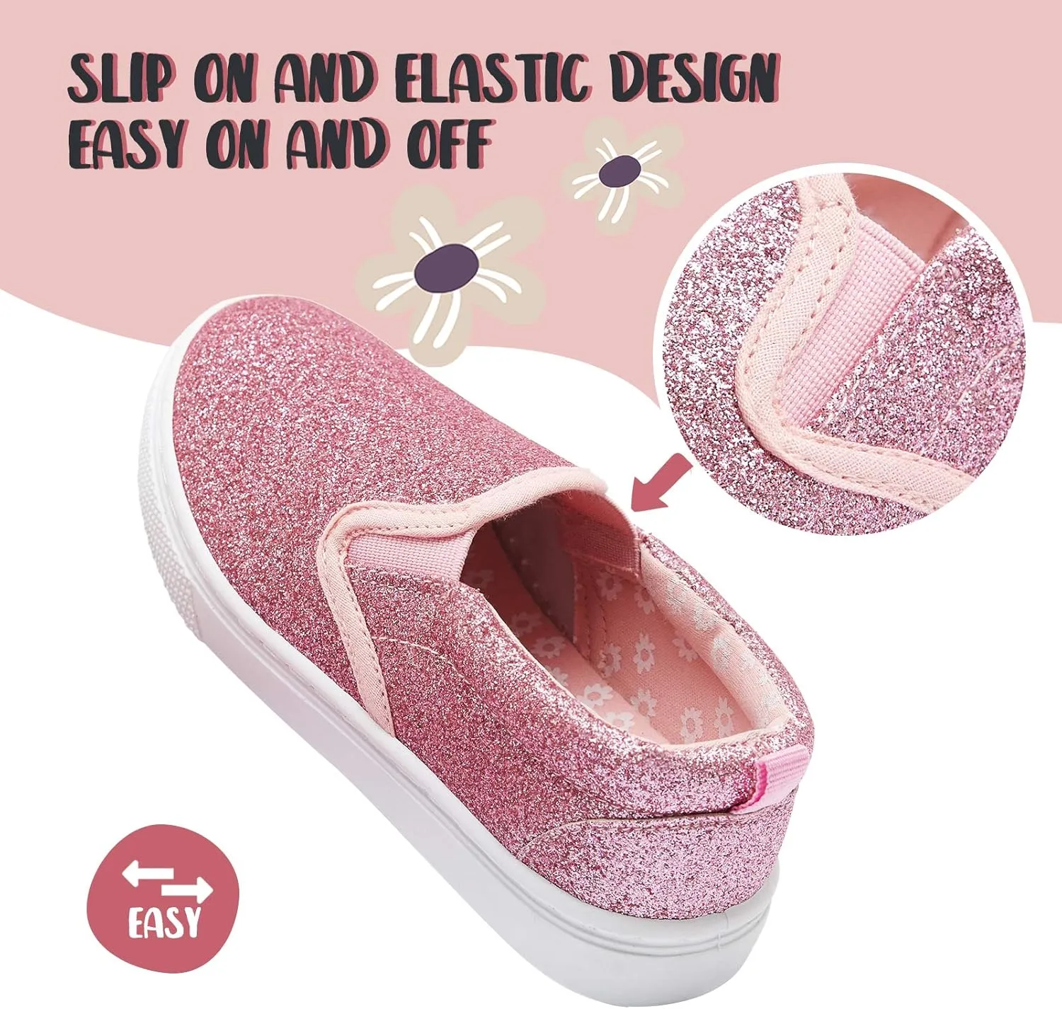 K KomForme Kids Shoes Toddlers Canvas Sneakers Slip on Walking Tennis Shoes for Boys Girls(Toddler/Little Kids/Big Kids)