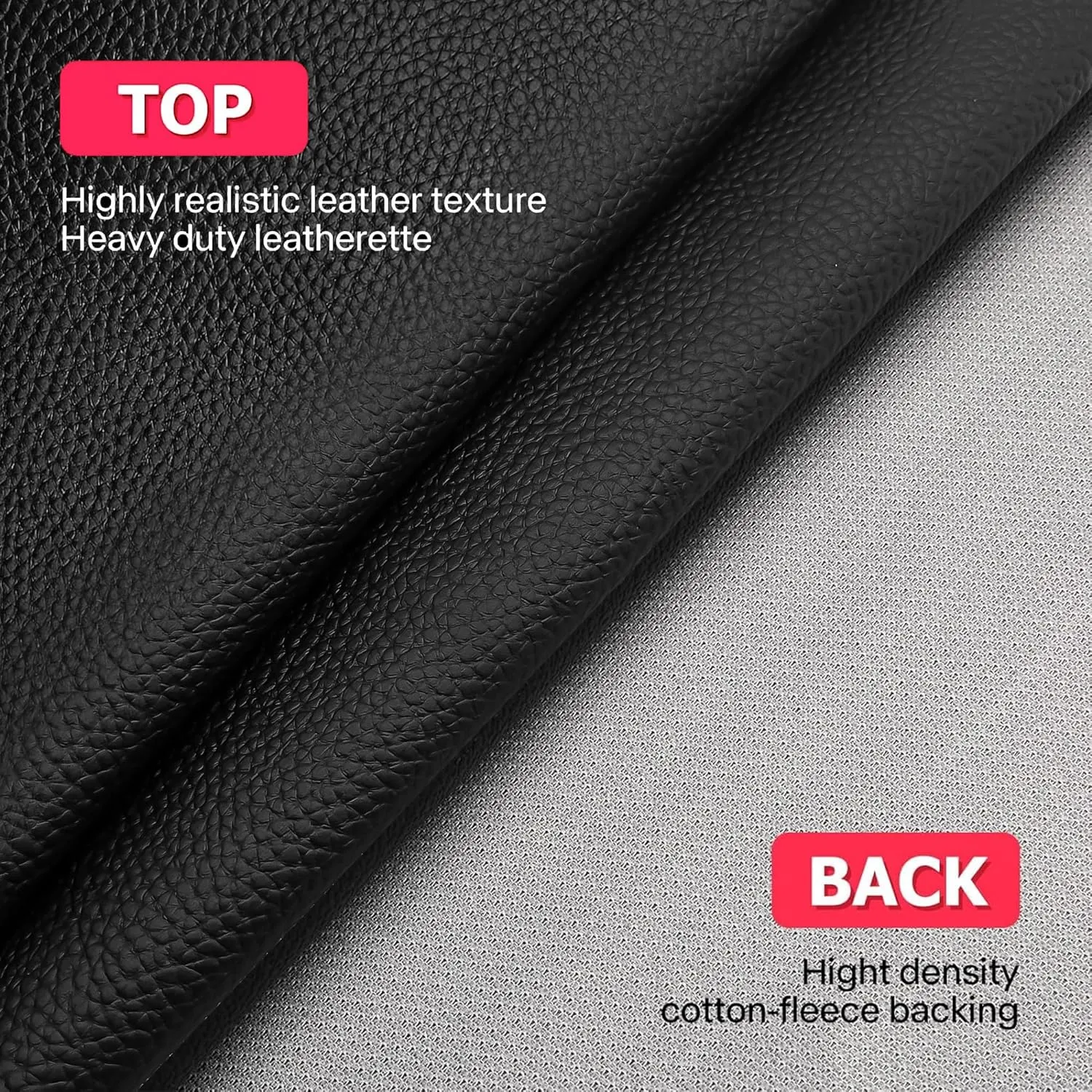 K-Musculo Vinyl Fabric, Marine Faux Leather Upholstery, for Upholstery Crafts, DIY Sewings, Sofa, Handbag, Earrings, Hair Bows Decorations (Black 54'' X 36'' inch 1YD) Big Lychee Grain