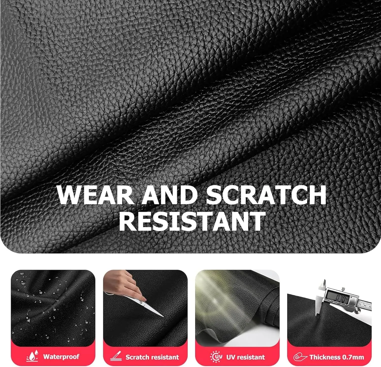K-Musculo Vinyl Fabric, Marine Faux Leather Upholstery, for Upholstery Crafts, DIY Sewings, Sofa, Handbag, Earrings, Hair Bows Decorations (Black 54'' X 36'' inch 1YD) Big Lychee Grain