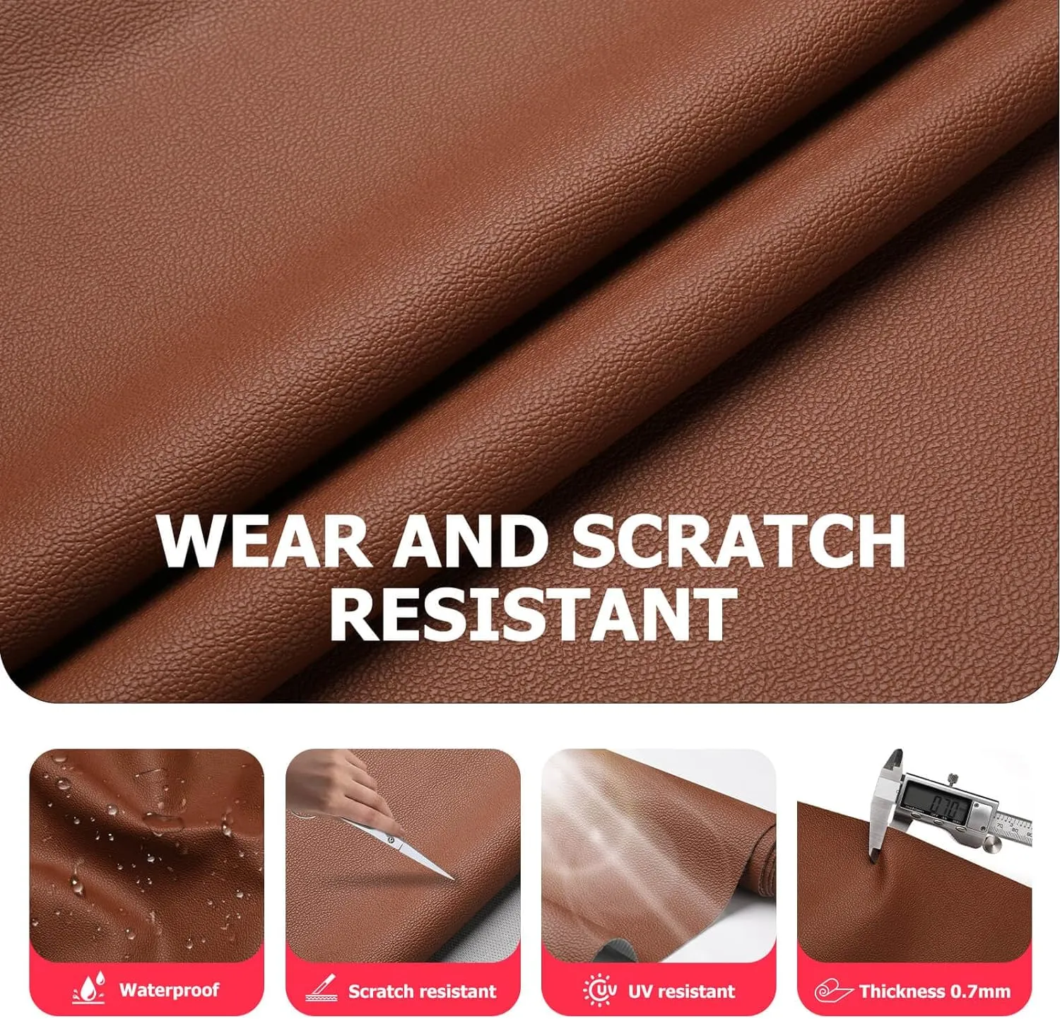 K-Musculo Vinyl Fabric, Marine Faux Leather Upholstery, for Upholstery Crafts, DIY Sewings, Sofa, Handbag, Earrings, Hair Bows Decorations (Brown 54'' X 72'' inch 2Yd)
