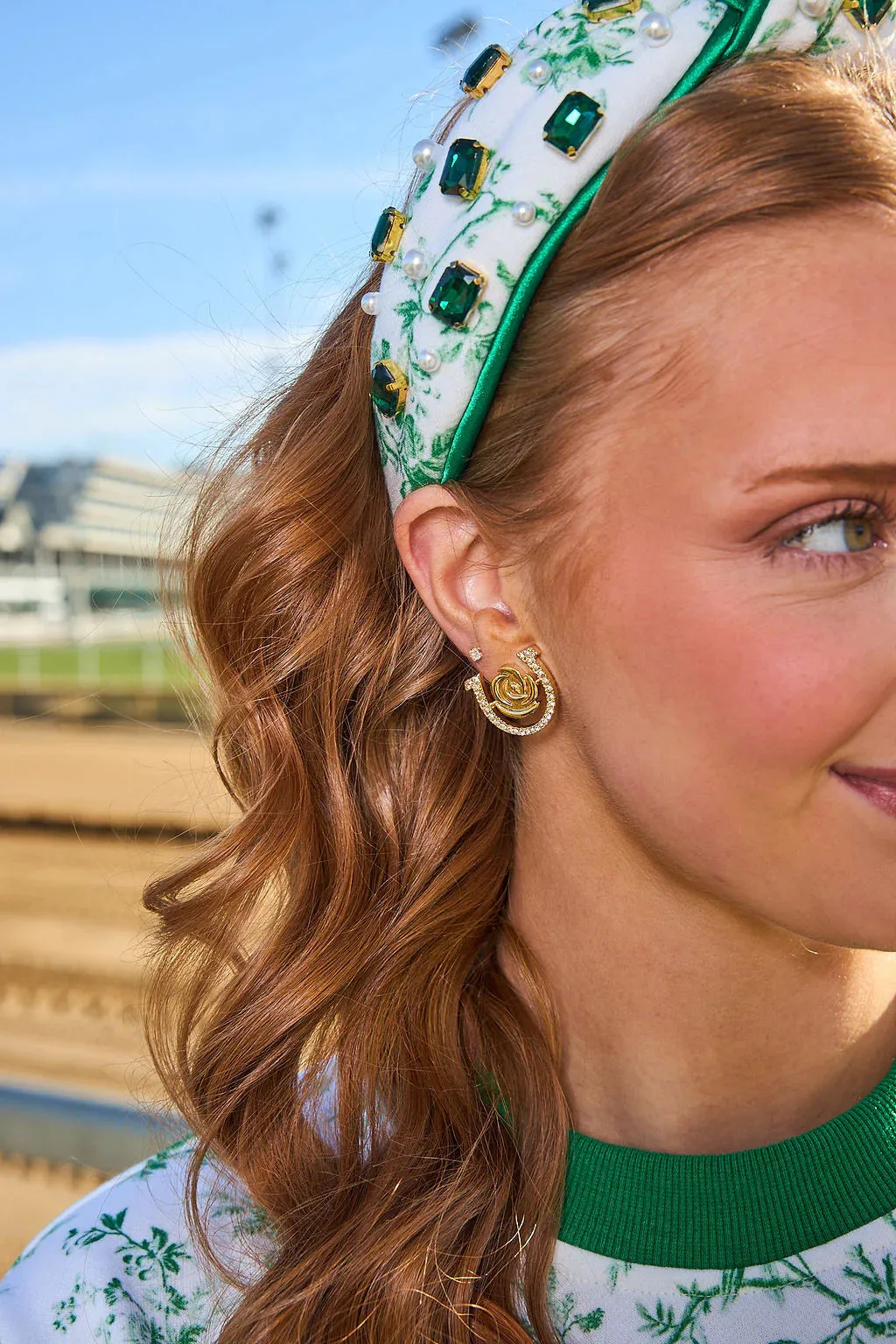 Kentucky Derby® Horseshoe Rose Pavé Stud Earrings