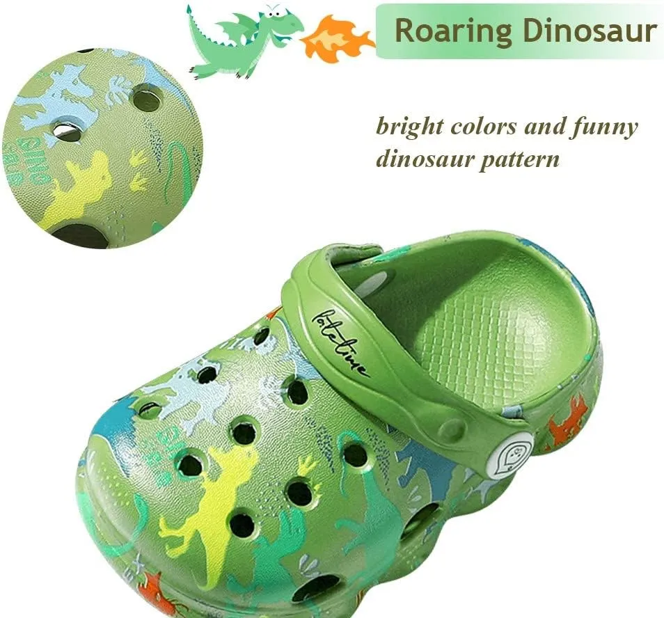 Kids Clogs Boys Girls Toddler Dinosaur Slip on Slide Garden Shoes Cartoon Beach Pool Kids Clog Sandals Slippers Water Clogs
