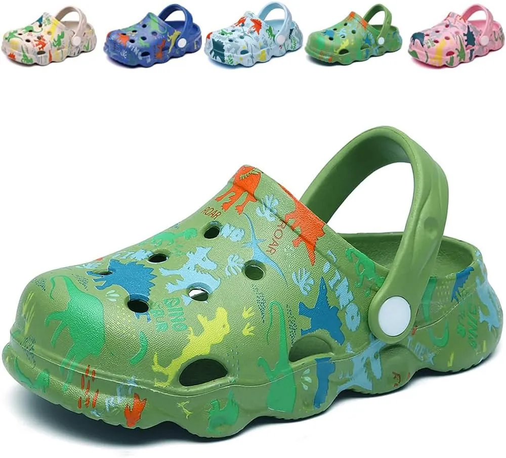 Kids Clogs Boys Girls Toddler Dinosaur Slip on Slide Garden Shoes Cartoon Beach Pool Kids Clog Sandals Slippers Water Clogs