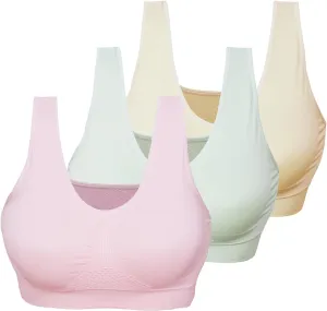 KINYAOYAO 3 Pack Women's Ultimate Comfy Medium Support Seamless Wireless Sports Bra with Removable Pads